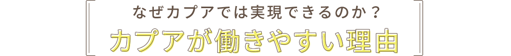なぜカプアでは実現できるのか？ カプアが働きやすい理由